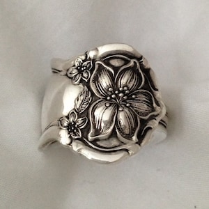 Spoon Ring, "Orange Blossom" 1910, Silverware Jewelry, Vintage Silverplate, Size 5 to 12, Choose Your Size, Krizsilver
