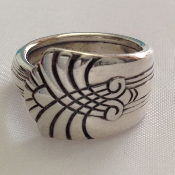 Spoon Ring VOGUE 1938 Art Deco Silverware Jewelry Vintage Silverplate Size 5 to 12 Choose Your Size