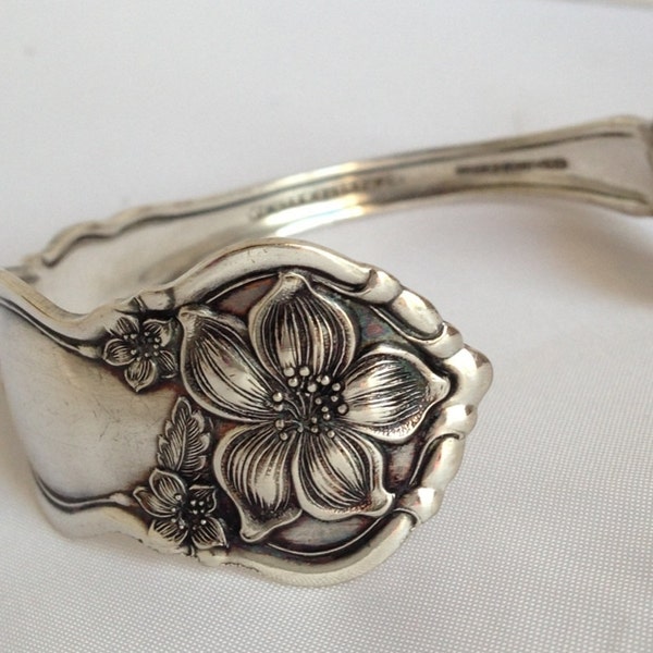 Orange Blossom. Spoon Bracelet. Cuff Bracelet. Spoon Jewelry. Silverware Jewelry. Silver Bracelet.