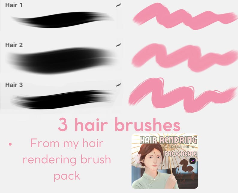 35 Pincéis | Pacote de Pincéis Procreate para Colorir, Renderizar, Lineart e Cabelo - Conjunto de Pincéis para Desenho de Personagens para iPad, Pincéis Procreat imagem 4