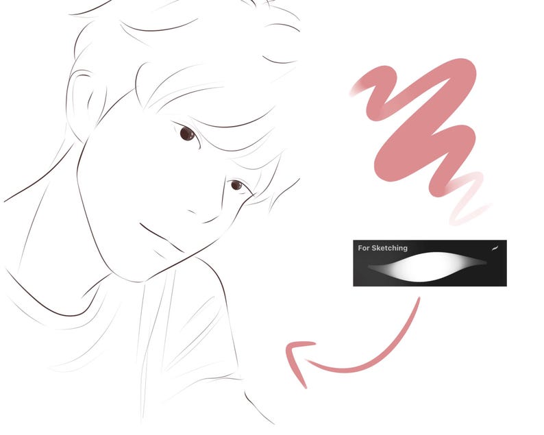 6 Brushes | Procreate Essential Smooth Lineart And Sketching Brush Set iPad, Character Portrait Illustration Brush Bundle, Procreat Brushes image 8