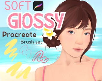 25 pennelli / Set di pennelli Glossy Jelly Procreate: Texture morbida per ritratti (download digitale)