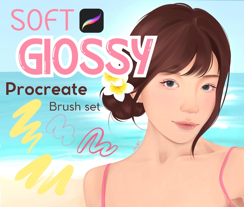 25 pennelli / Set di pennelli Glossy Jelly Procreate: Texture morbida per ritratti (download digitale) immagine 1
