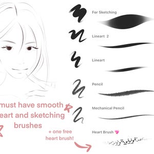 6 Brushes | Procreate Essential Smooth Lineart And Sketching Brush Set iPad, Character Portrait Illustration Brush Bundle, Procreat Brushes image 2
