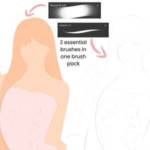 16 Brushes | Procreate Smooth Lineart And Sketching Brush Set iPad, Character Portrait Illustration Brush Bundle, Procreat Brushes image 6