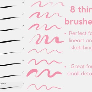 35 Pincéis | Pacote de Pincéis Procreate para Colorir, Renderizar, Lineart e Cabelo - Conjunto de Pincéis para Desenho de Personagens para iPad, Pincéis Procreat imagem 5
