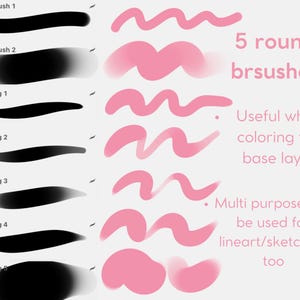 35 Pincéis | Pacote de Pincéis Procreate para Colorir, Renderizar, Lineart e Cabelo - Conjunto de Pincéis para Desenho de Personagens para iPad, Pincéis Procreat imagem 7