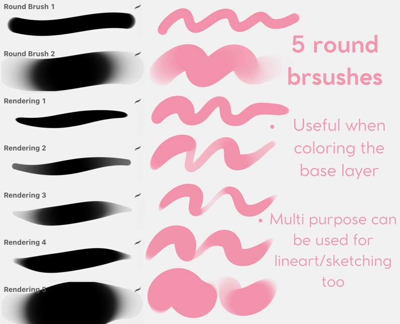 35 Pincéis | Pacote de Pincéis Procreate para Colorir, Renderizar, Lineart e Cabelo - Conjunto de Pincéis para Desenho de Personagens para iPad, Pincéis Procreat imagem 7