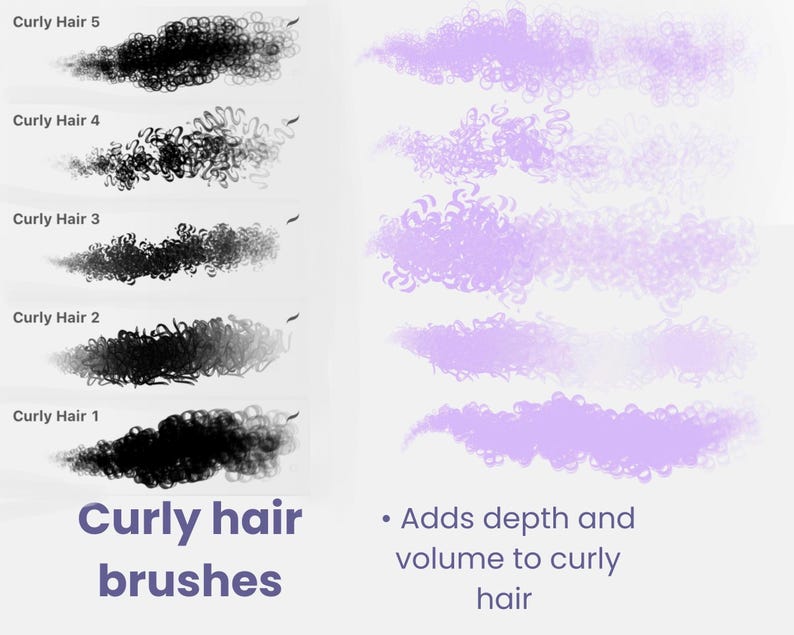 30 borstar | Procreate hårborstar, släta och texturerade hårborstar och stämpelset för porträtt, karaktärs- och animekonst, Procreat iPad-borstar bild 7