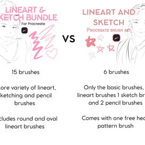 6 Brushes | Procreate Essential Smooth Lineart And Sketching Brush Set iPad, Character Portrait Illustration Brush Bundle, Procreat Brushes image 9