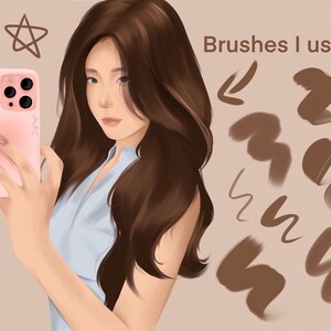 30 borstar | Procreate hårborstar, släta och texturerade hårborstar och stämpelset för porträtt, karaktärs- och animekonst, Procreat iPad-borstar bild 2