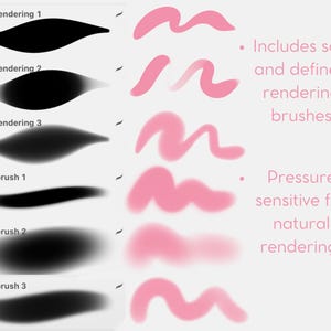 35 Pincéis | Pacote de Pincéis Procreate para Colorir, Renderizar, Lineart e Cabelo - Conjunto de Pincéis para Desenho de Personagens para iPad, Pincéis Procreat imagem 3