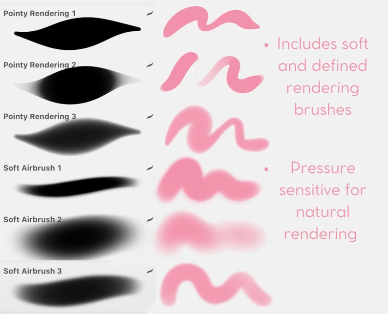 35 Pincéis | Pacote de Pincéis Procreate para Colorir, Renderizar, Lineart e Cabelo - Conjunto de Pincéis para Desenho de Personagens para iPad, Pincéis Procreat imagem 3