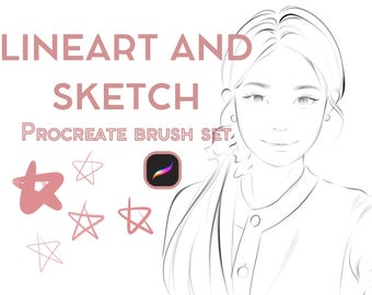 6本のブラシ | Procreate Essential スムーズラインアート＆スケッチブラシセット iPad、キャラクターポートレートイラストブラシバンドル、Procreatブラシ
