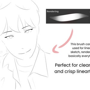 16 Brushes | Procreate Smooth Lineart And Sketching Brush Set iPad, Character Portrait Illustration Brush Bundle, Procreat Brushes image 7