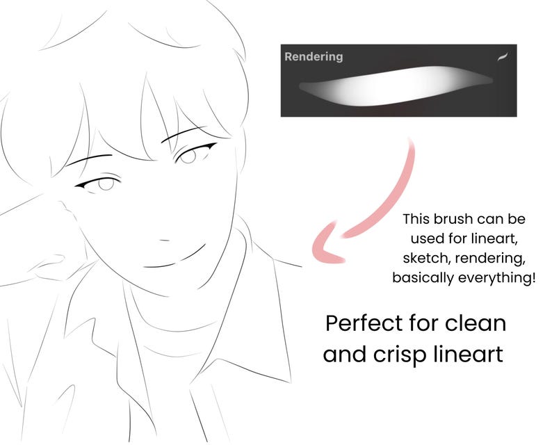 16 Brushes | Procreate Smooth Lineart And Sketching Brush Set iPad, Character Portrait Illustration Brush Bundle, Procreat Brushes image 7