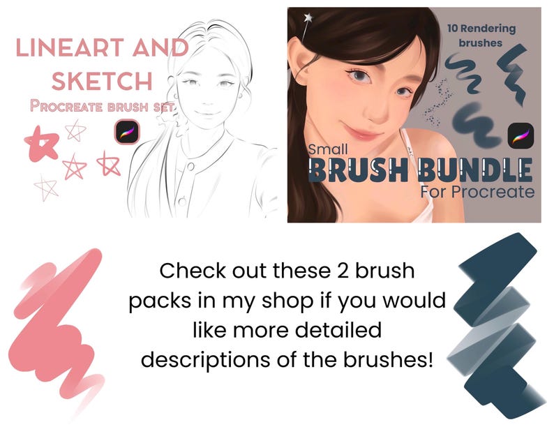 16 Brushes | Procreate Smooth Lineart And Sketching Brush Set iPad, Character Portrait Illustration Brush Bundle, Procreat Brushes image 9