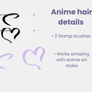 30 borstar | Procreate hårborstar, släta och texturerade hårborstar och stämpelset för porträtt, karaktärs- och animekonst, Procreat iPad-borstar bild 9