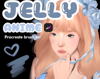 25 borstar | Procreate Soft Anime Jelly Style borstar och stämpelset för porträtt, karaktärer och animekonst - Procreat iPad-borste