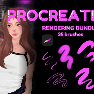 35 Pincéis | Pacote de Pincéis Procreate para Colorir, Renderizar, Lineart e Cabelo - Conjunto de Pincéis para Desenho de Personagens para iPad, Pincéis Procreat imagem 1