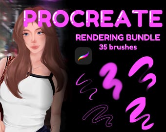 35 borstar | Procreate-penselpaket för färgning, rendering, linjärt teckning och hår - Penselset för karaktärsskisser för iPad, Procreat-penslar