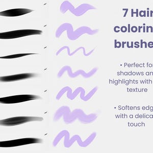 30 borstar | Procreate hårborstar, släta och texturerade hårborstar och stämpelset för porträtt, karaktärs- och animekonst, Procreat iPad-borstar bild 4