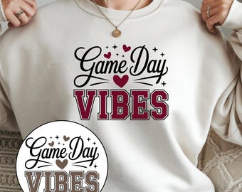 Game Day Vibes Png, Football Mom Svg, Sport Shirt Sublimation