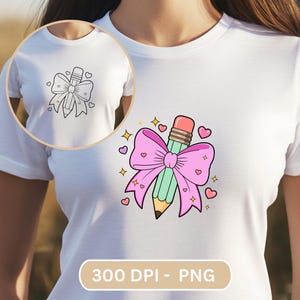 Pencil Coquette Bow PNG, Teacher Shirt PNG, Teacher Coquette Bow, Teacher Pencil Coquette Bow, Back To School PNG, Coquette Teacher Shirt
