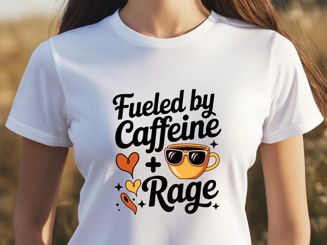 Fueled by Caffeine and Rage PNG SVG: Funny Mom T-shirt Design - Etsy