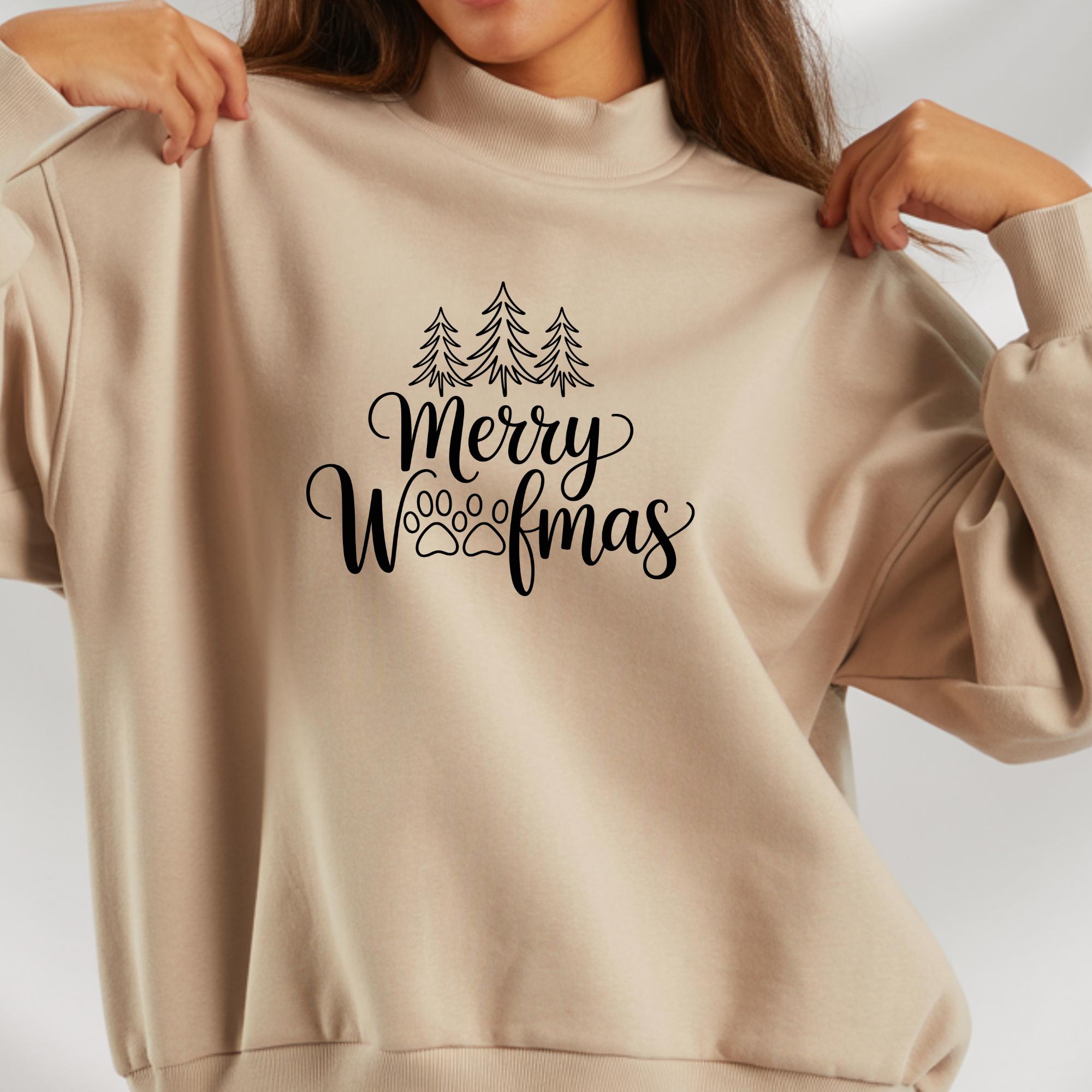 Merry Woofmas To My Mom Dad Cartoon  Photo - Personalized Custom All-Over-Print Sweatshirt