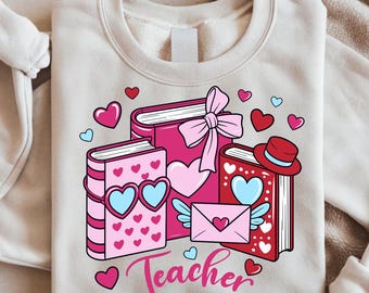 Insegnante San Valentino Png, Cuore Libro Svg, Design maglietta per San Valentino