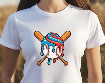 Baseball Ice Cream 4th of July PNG SVG: US Flag