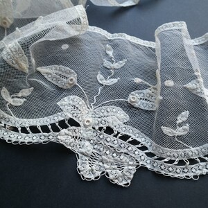 piece of fragile antique lace, lace fragment, vintage lace piece, lace shawl, stole, whimsy, edwardian, victorian, period