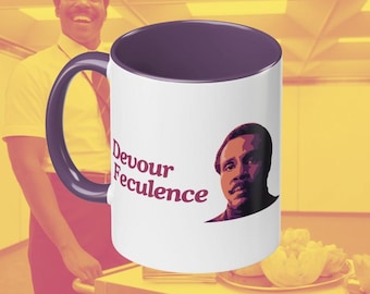 SEVERANCE Milchick Devour Feculence, Funny Lumon Industries Ceramic Coffee Mug, Stylish Accent Coffee Mug, Gifts for TV Nerds, Refiner Team