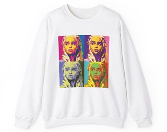 Game of Thrones (GOT) Daenerys Targaryen, Queen of Dragons, Pop Art Unisex Crewneck Sweatshirt, Gifts for Nerds, Art Lover Clothing