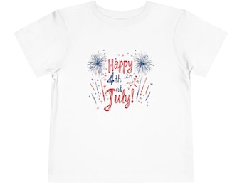 Toddler 4th of July T-Shirt, Festive Toddler Tee, Independence Day Shirt, Kids Summer Wear, Fireworks Design, Cute Boys and Girls Outfits