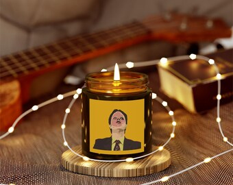 Dwight Schrute The Office CPR Training Episode, Coconut Apricot Scented Soy Candle, Amber Jar, Office Vibe, Funny Home Decor, Wellness Treat