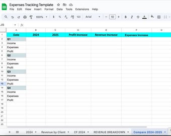 Freelancer & Service Business Finance Tracker | Google Sheets Income and Expense Tracker | Profit and Cash Flow Planner | Grow Your Business