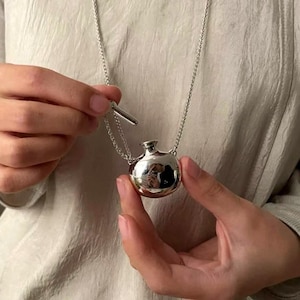 Minimalist Lange Kette Schmuck für Frauen, Silber Farbe Schmuck, Messing Anhänger Halskette, Krug förmig