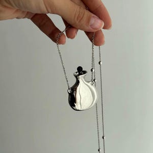 Collar de plata, colgante de estilo vintage, collar largo llamativo, regalo único para ella, joyería minimalista.