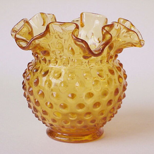 Fenton Amber Hobnail Vase