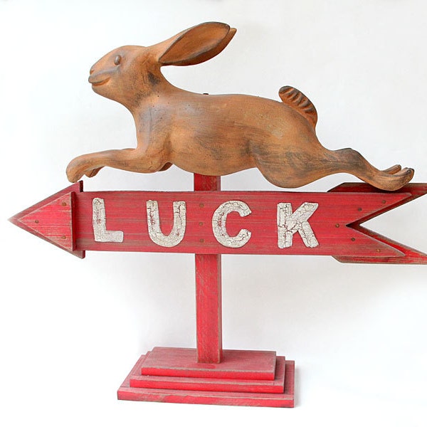 Folk Art Rabbit Weather Vane Arrow Sign Luck