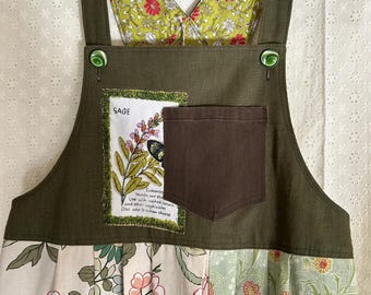 bib / dungaree style summer/spring cotton patchwork pinafore dress