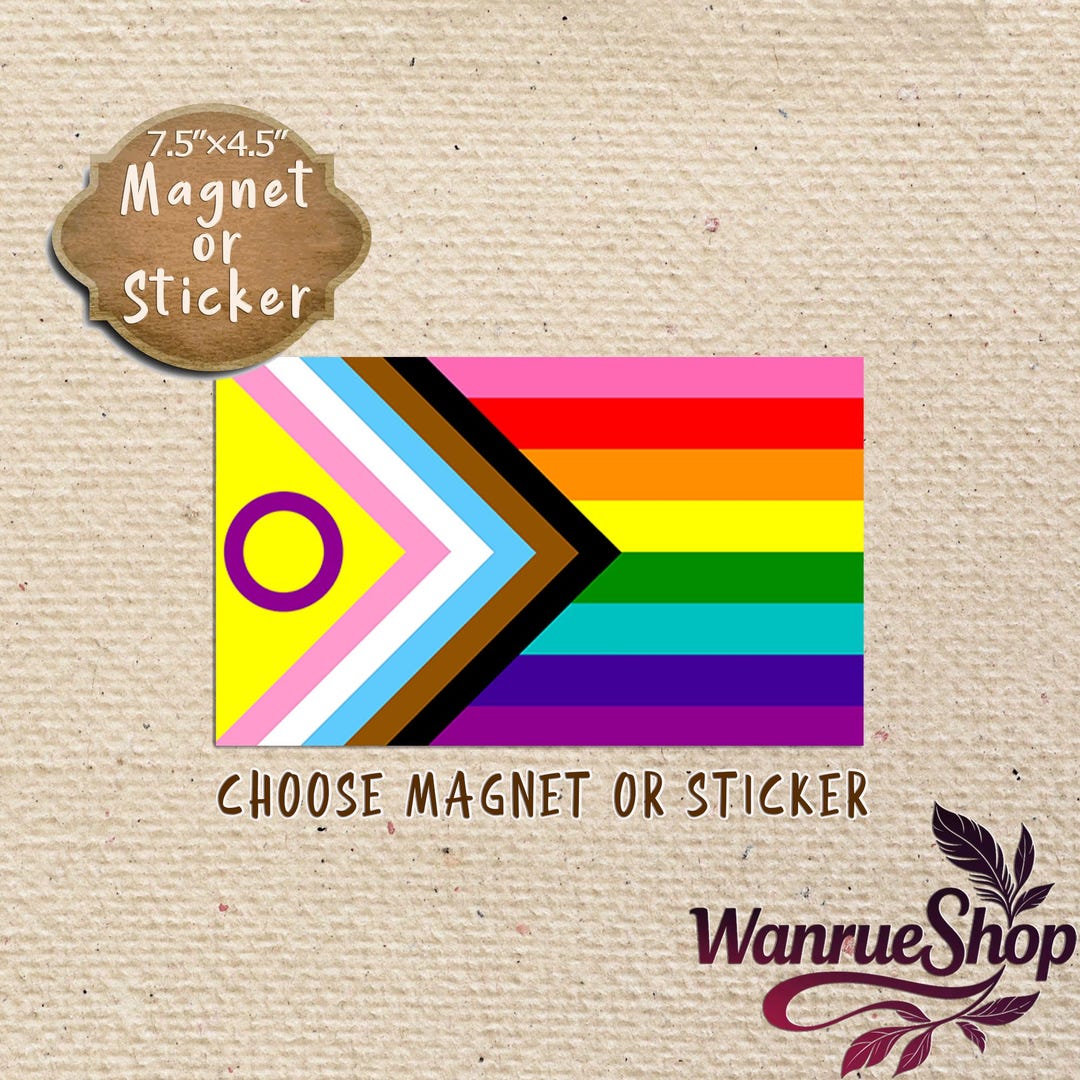Intersex-inclusive Progress Pride Bumper Sticker/car Magnet,lgbtqia+ ...