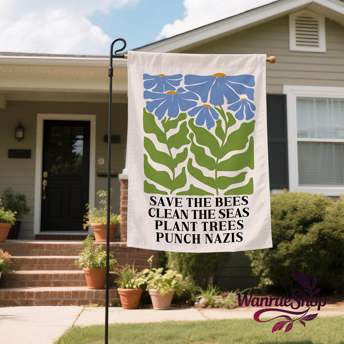 Save the Bees,clean the Seas,floral Garden Flag,social Activist Flag ...