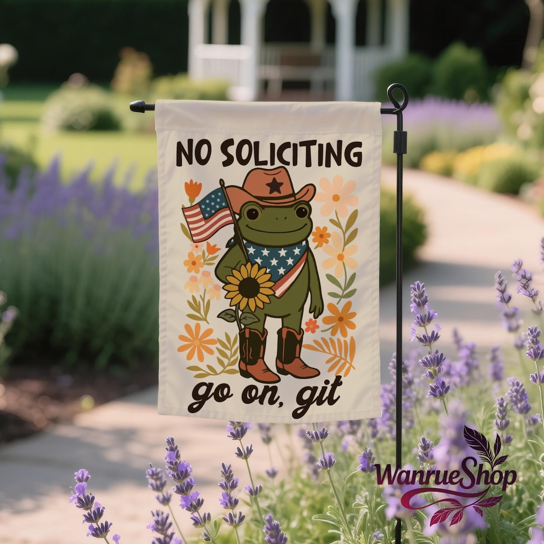 Frog Git Funny Frog Garden Flag,retro Floral Yard Flag,go On, Git Garden Sign,no ...
