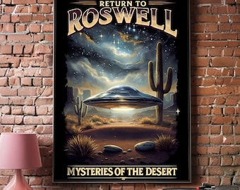 Roswell UFO Poster: Retro Desert Alien Art Print (Digital Download)