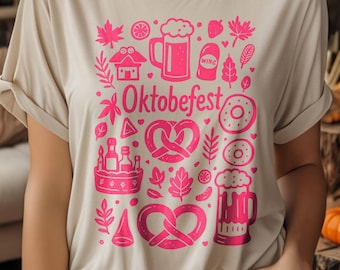 Shirt Oktoberfest: Grafisch T-shirt bier krakeling, Duitse festivaloutfit, grappig herfstfeestshirt, cadeau bierliefhebber, uniseks zwaar katoenen T-shirt