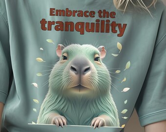 T-shirt capibara meditativa: maglietta con animali Zen