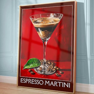 Espresso Martini Poster Watercolor Print Cocktail Wall Art Martini Drink Decor Bar Wall Decor Home Bar Poster Gift for Mixologists